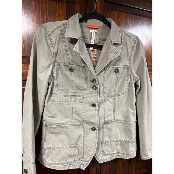 Free People Military Green Cropped Jacket size 4 - Picture 5 of 12